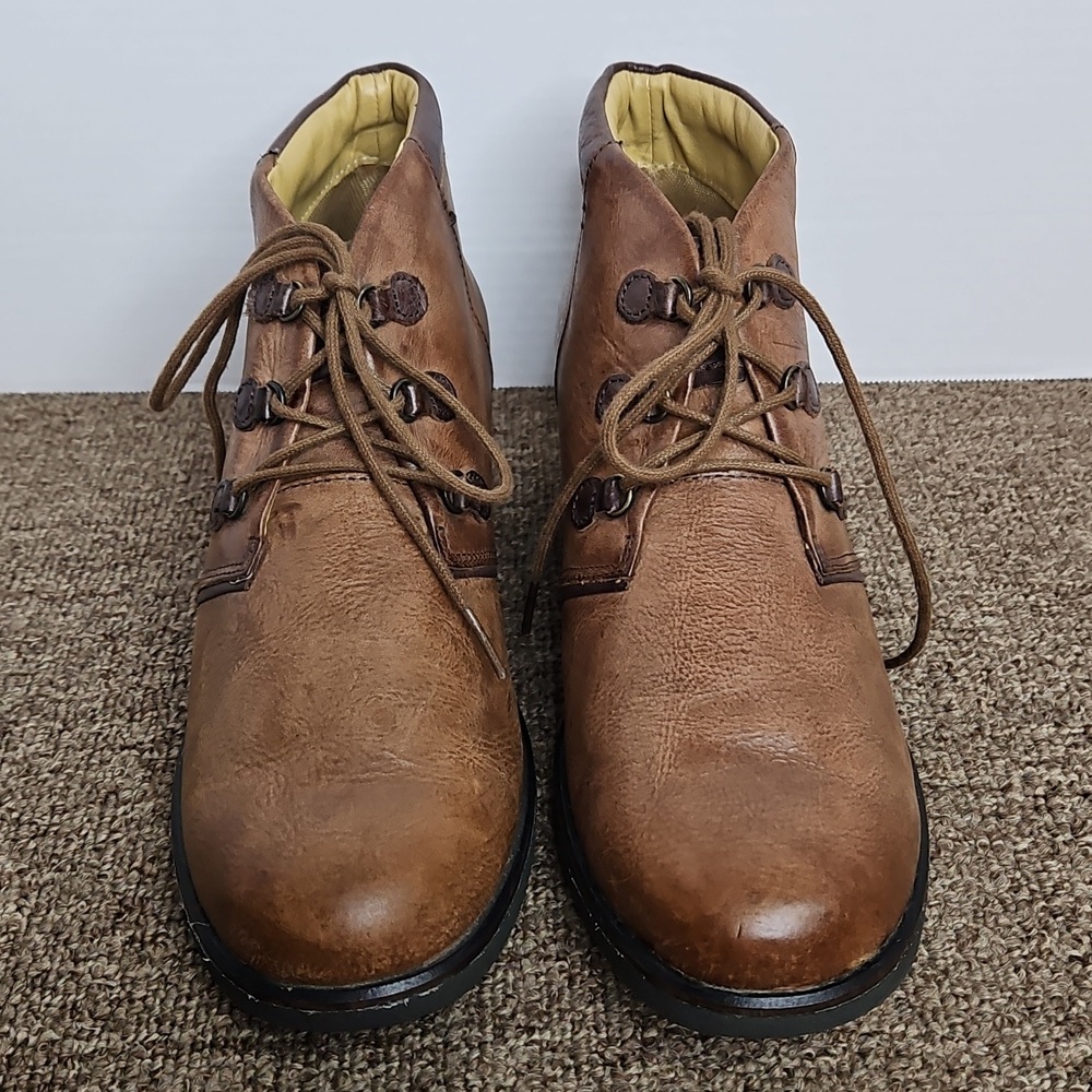 Bussola Brown Leather LaceUp Heeled Boots Sz 41 10-10.5 Womens - Picture 2 of 8